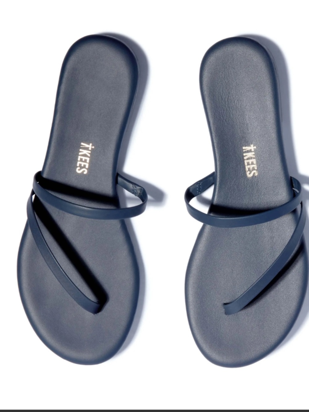 TKEES Sarit Navy Double-Strap Slide Sandals size 7/EU 38